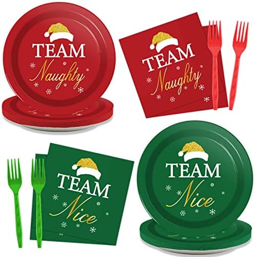 30 Guests Christmas Party Paper Plates Napkins Forks Set