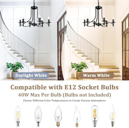 Brightever 6-Light Black Chandelier for Dining Room
