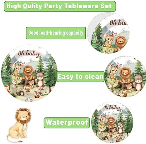 168 Pcs Safari Party Tableware Set for 24 Guests