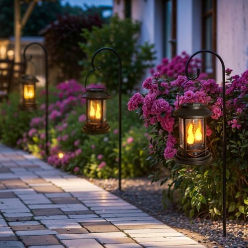 Beautyard Outdoor Solar Candle Lanterns 6 Pack Black