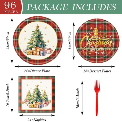 Dixutzi 96Pcs Christmas Plates and Napkins Set