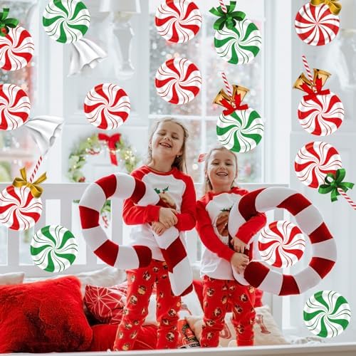 80Pcs Christmas Peppermint Disposable Plates 7 Inch Red Green Striped Partyware