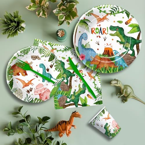 Dinosaur Birthday Decorations Tableware Set 24 Guests