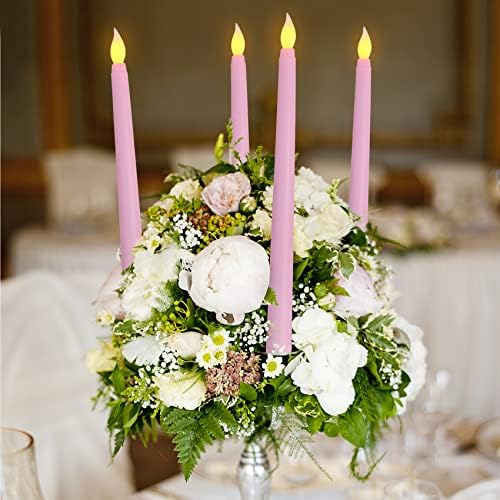 Pink Flameless Taper Candles with Remote Set of 4