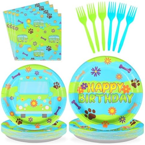 Grencian 96Pcs Cartoon Dog Tableware Set