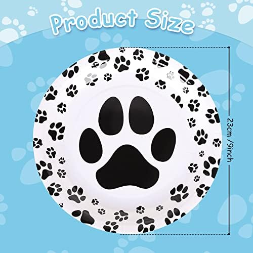 Whaline 100 Pcs Dog Paw Paper Plates 9 Inch