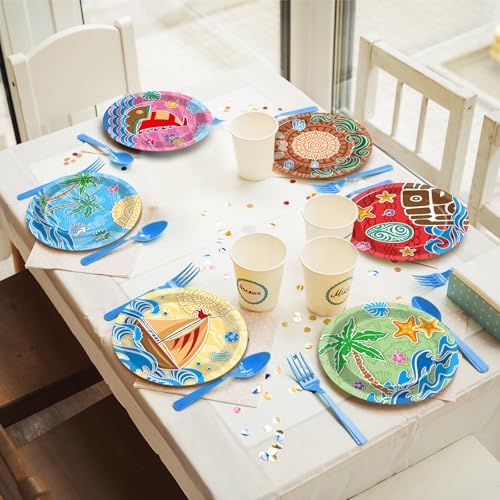 48Pcs 7 Inch Ocean Party Plates for Kids Birthday Themes