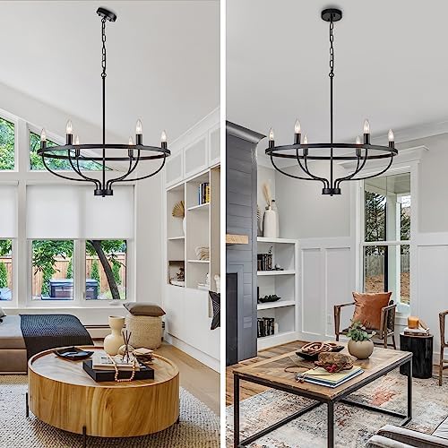 6 Light Black Chandelier with Rustic Design
