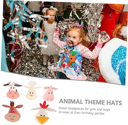 Toyvian 5pcs Animal Theme Birthday Hats for Kids Parties