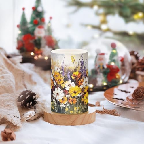 Yellow White Purple Flameless Candles with Remote Control Set of 2