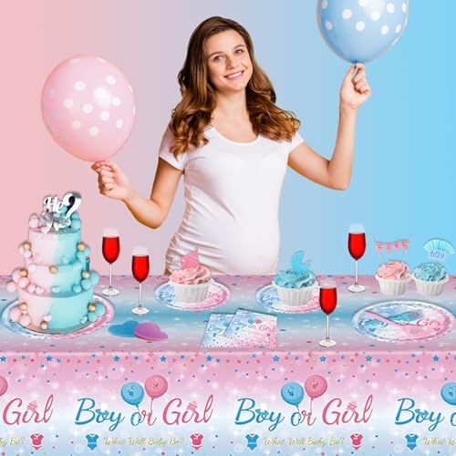 96 Pc Gender Reveal Tableware Set for Baby Shower