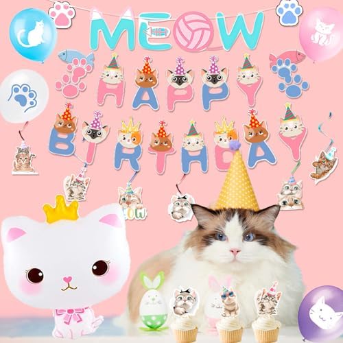 Cat Birthday Party Supplies Set for 16 Guests