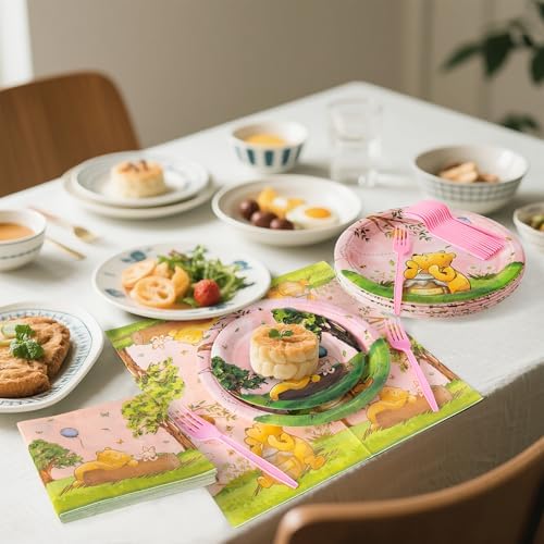 Pink Winnie Party Tableware 96PCS Disposable Set