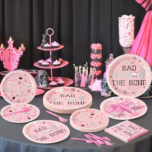 K1tpde 96PCS Skeleton Themed Party Tableware Set