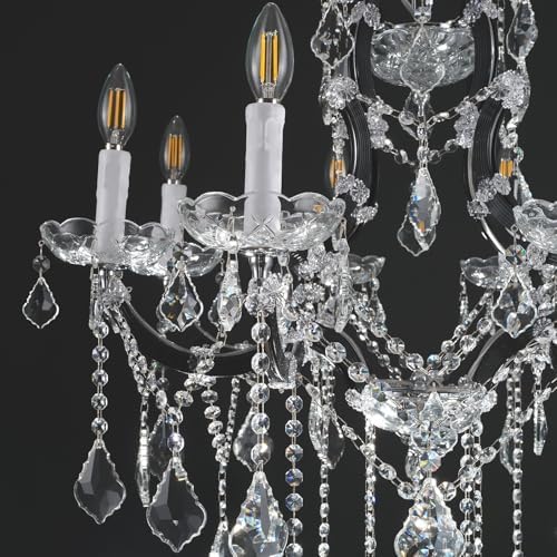 VARTTYAL Black Crystal Chandelier 8 Light 30 Inch Ceiling Light Fixture