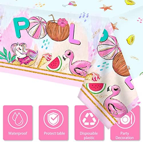 Summer Pool Party Decorations 121PCS Pink Plates Napkins Set