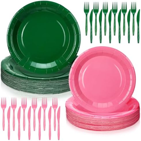 Yungyan 96 Pcs Pink Green Witch Party Decorations Set