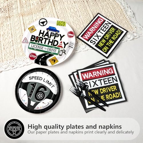 200Pcs Drivers License 16th Birthday Party Plates Napkins Set