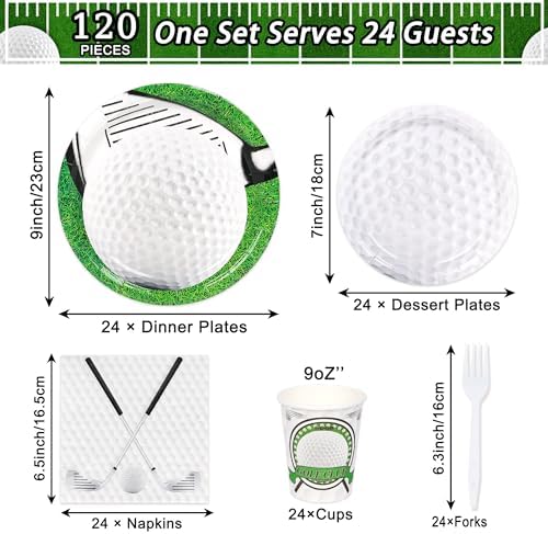 Golf Party Tableware Set 120 Pcs for 24 Guests