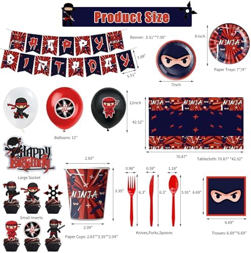 Ninja Themed Birthday Party Supplies Set