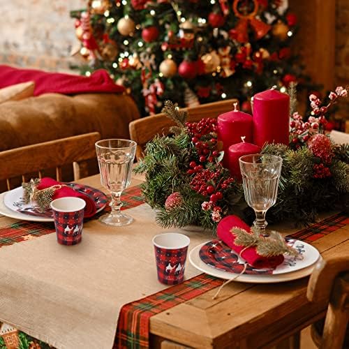 Whaline 100Pcs Christmas Tableware Set for Holiday Parties