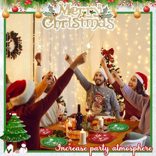 Patelai 120 Pcs Christmas Party Supplies Plates Napkins Cutlery Set