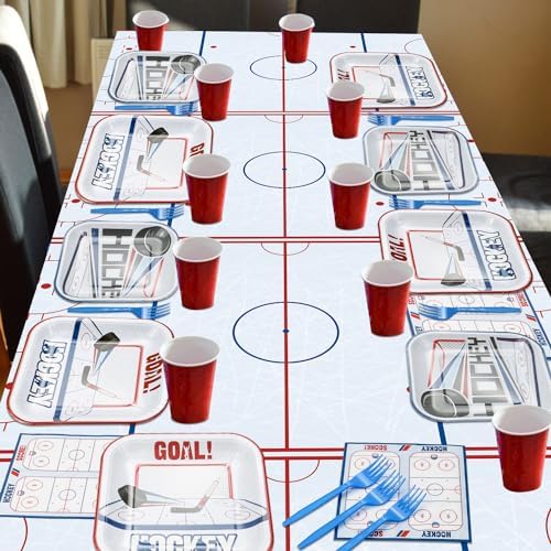 Hockey Birthday Tableware Set - 81Pcs for Kids Fans
