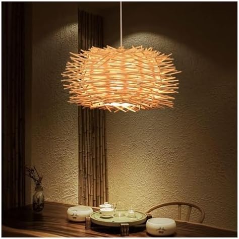 Boho Style Bird Nest Rattan Chandelier Ceiling Light