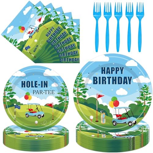 Golf Party Plates Napkins - 24 Guests Set