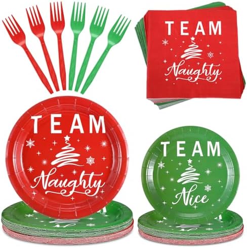 Patelai 120 Pcs Christmas Party Supplies Plates Napkins Cutlery Set