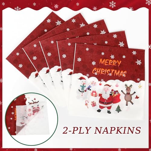168 Pcs Christmas Paper Plates Napkins Set for 24 Guests