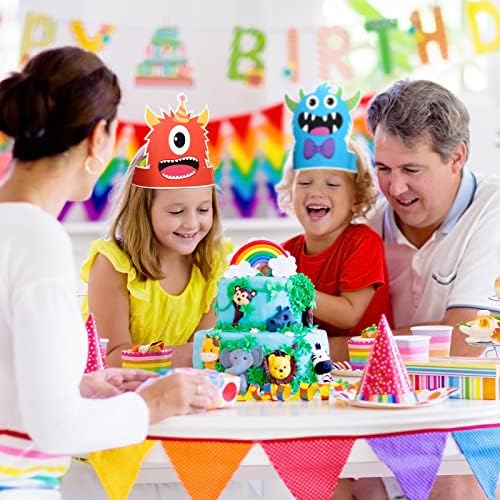 Aoriher 12 Pcs Monster Paper Hats Party Headbands for Kids