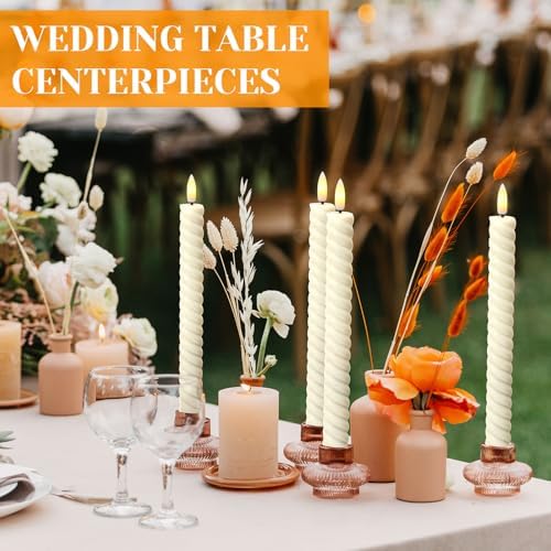 Tuanse 24 Pcs 10 Inch Flameless Twisted Taper Candles