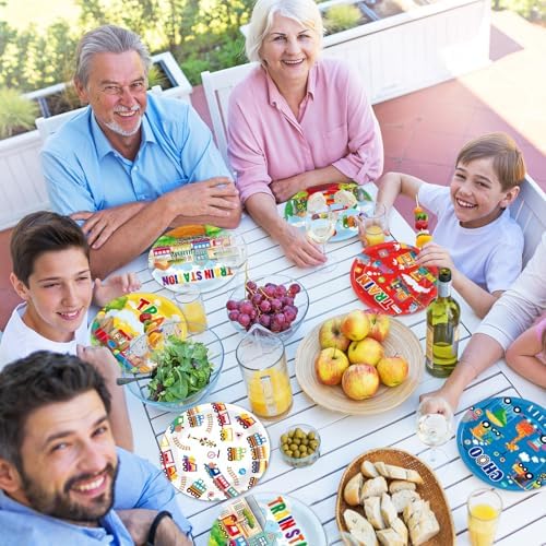60Pcs Train Theme Paper Plates for Birthday Party
