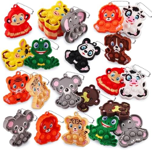 Animal Fidget Keychain Set 24PCS Stress Relief Toys