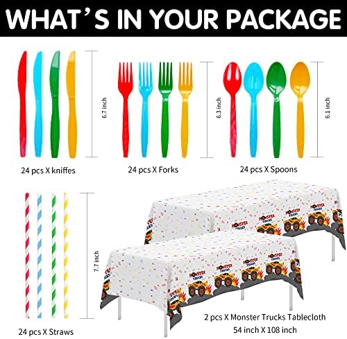 Monster Truck Party Tableware Set for 24 Guests