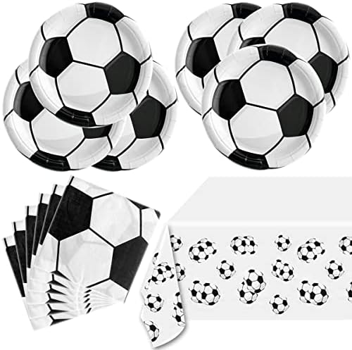 OULUN Soccer Party Tableware Set 16 Plates Napkins Tablecloth