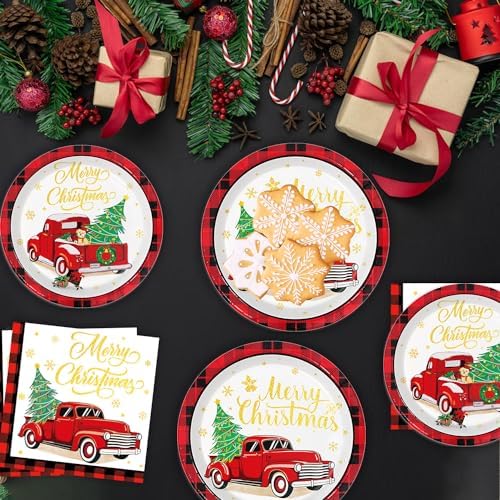 Oigco Christmas Truck Dinnerware Set for 24 Guests