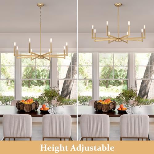 Zicbol 8-Light Gold Chandelier Dining Room Light Fixture