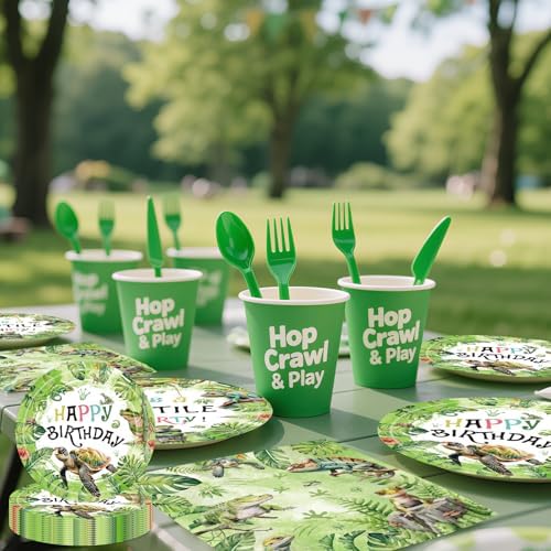 96 Pcs Reptile Snake Party Plates Napkins Set
