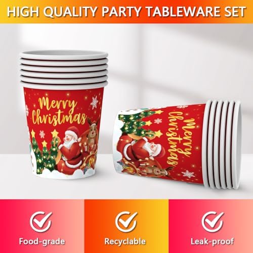 177PCS Christmas Paper Plates Napkins Party Supplies
