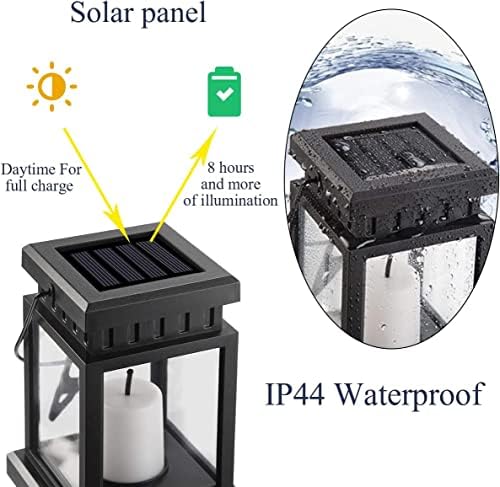 Dycica Solar Lanterns Outdoor Hanging LED Candle Lights with Stakes