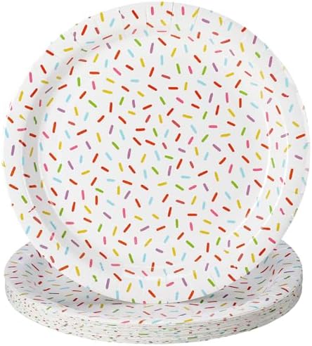 Zhehao 48 Pcs 9 Inch Confetti Sprinkles Plates