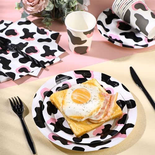 Domensi 350 Pcs Pink Cowgirl Party Tableware Set