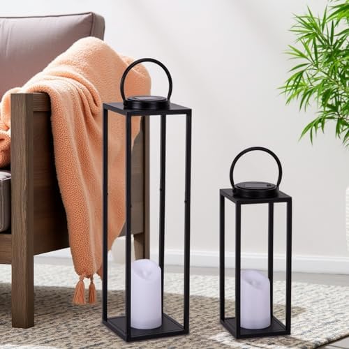 Large Solar Outdoor Lanterns Set of 2