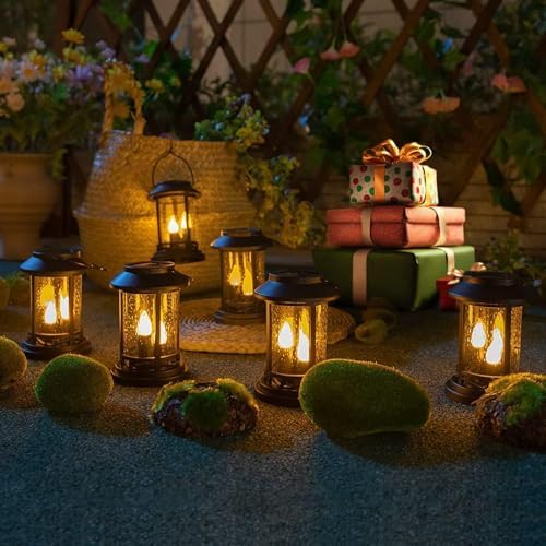 Beautyard Outdoor Solar Candle Lanterns 6 Pack Black