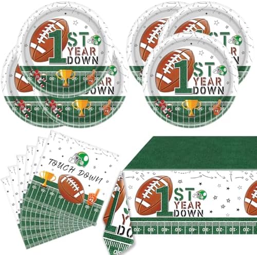 Football 1st Birthday Party Tableware Set 20 Plates 20 Napkins Tablecloth