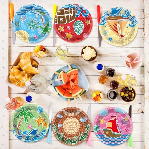 48Pcs 7 Inch Ocean Party Plates for Kids Birthday Themes