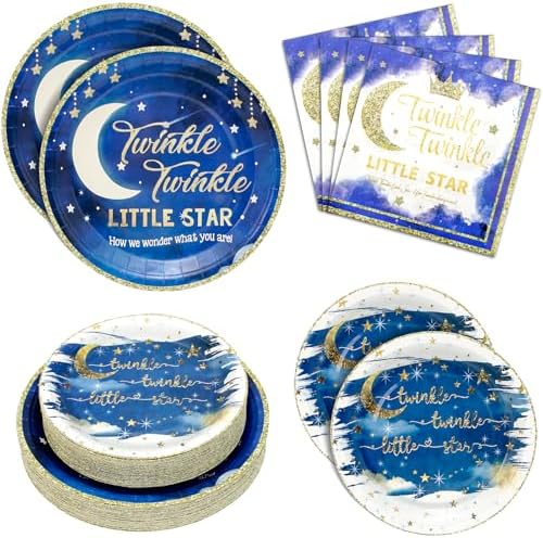 180PCS Twinkle Twinkle Little Star Party Plates Napkins Set Serve 60