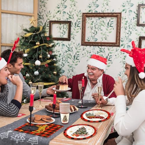 150PCS Christmas Paper Plates and Napkins Set